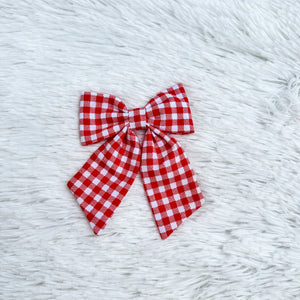 Red Plaid Sailor Bow