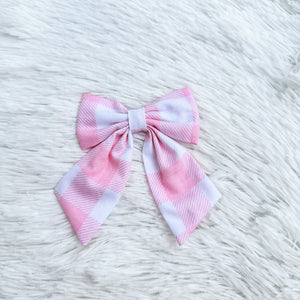 Pink Plaid Sailor Bow